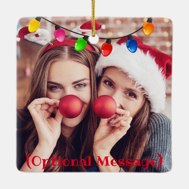 Lasst uns Lit (addieren Sie Ihr Foto) Weihnachtsbe Keramikornament (Rückseite)