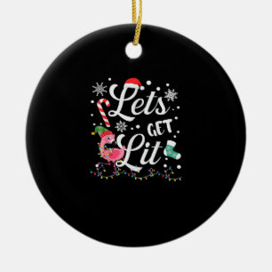 Lasst uns Lit Adult Flamingo Weihnachten Keramik Ornament