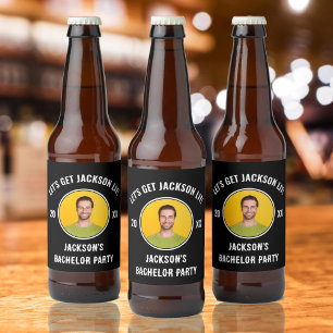 Lasst uns Lit Bachelor Party Shot Glass bekommen Bierflaschenetikett