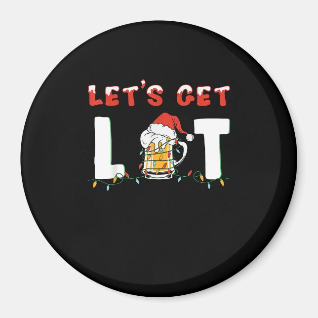 Lasst uns Lit Drinking Bier Weihnachtsmannmütze We Magnet (Vorne)