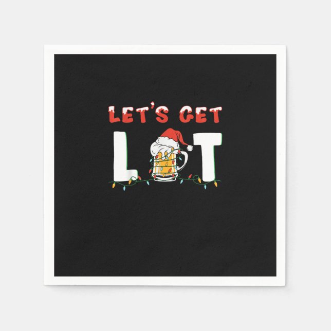 Lasst uns Lit Drinking Bier Weihnachtsmannmütze We Serviette (Vorderseite)