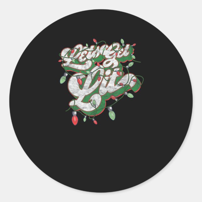 Lasst uns Lit - Funny Drinking Christmas Light Gra Runder Aufkleber (Vorderseite)
