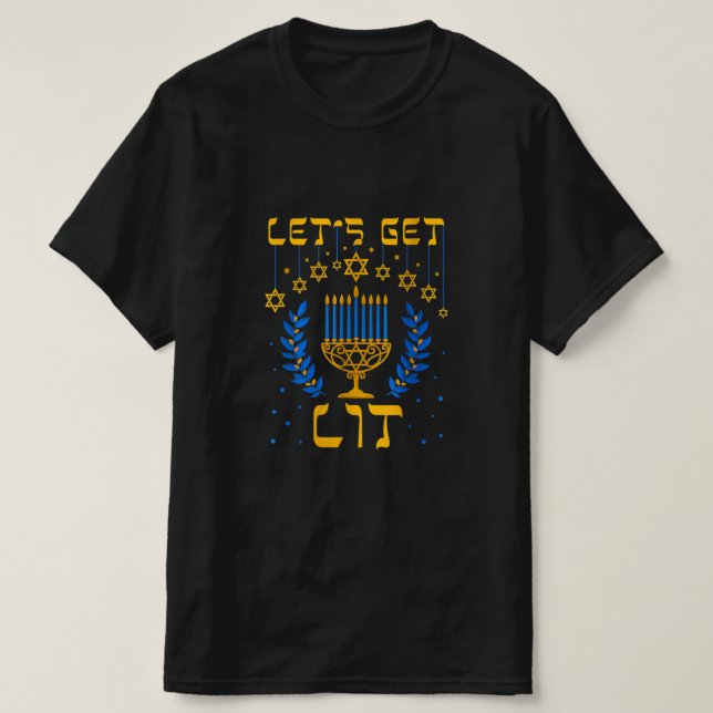 Lasst uns Lit Hanukkah Shirt Jew Menorah jüdischen (Design vorne)