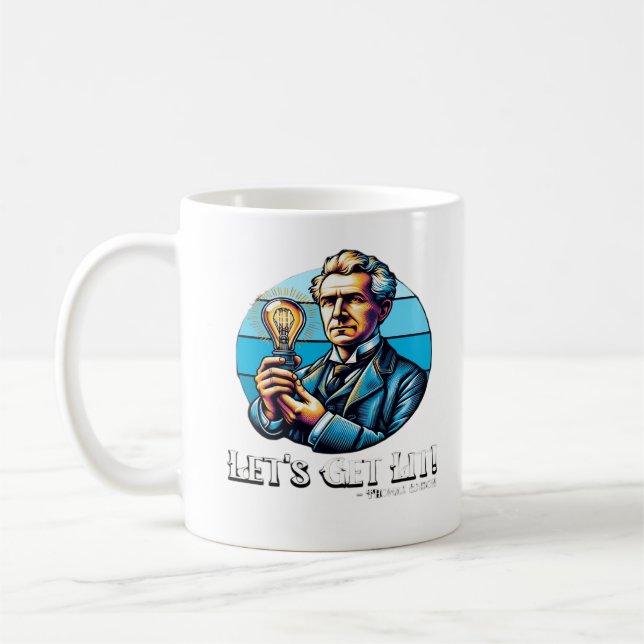 Lasst uns Lit holen! Klassische Coole Minimal Kaffeetasse (Links)