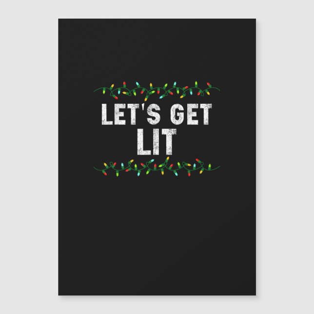 Lasst uns Lit Pajamas Funny Niedlich Lights Weihna Magnetkarte (Vorderseite)