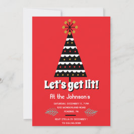 Lasst uns Lit Retro Weihnachts-Party bekommen Feiertagskarte