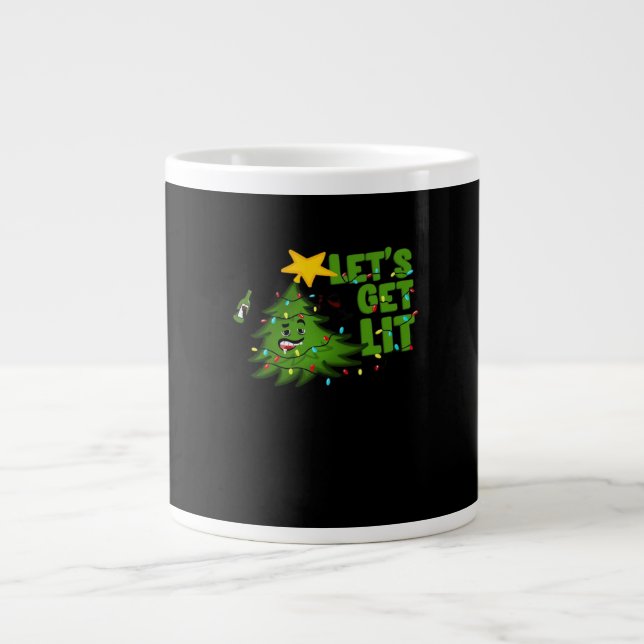 Lasst uns Lit Tipsy Weihnachtsbaum Funny Essential Jumbo-Tasse (Vorderseite)