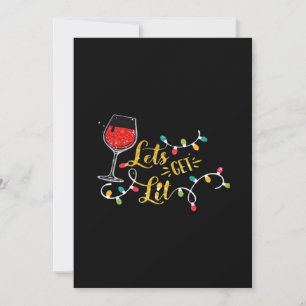 Lasst uns Lit Weingläser Weihnachtsbeleuchtung Dri Feiertagskarte