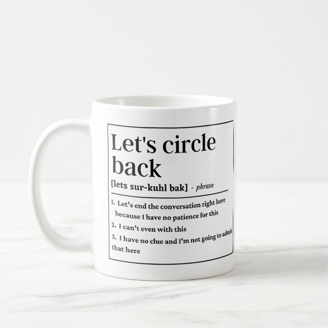 Lasst uns lustige Definitionen umkreisen Kaffeetasse (Links)