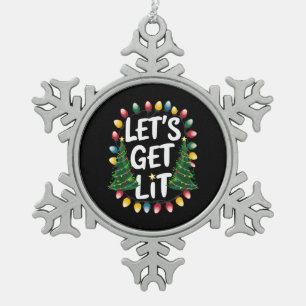 Lasst uns lustige Weihnachten trinken Xmas-Lichter Schneeflocken Zinn-Ornament