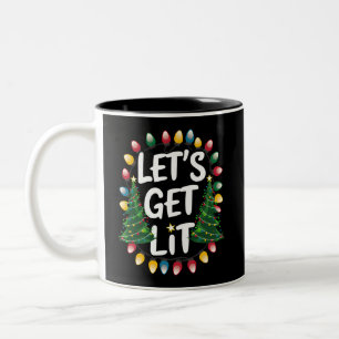 Lasst uns lustige Weihnachts-Trink-Xmas-Lichter be Zweifarbige Tasse