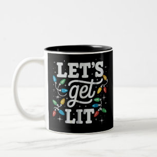 Lasst uns lustige Weihnachtsmannmütze Weihnachtsli Zweifarbige Tasse