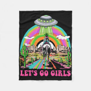 Lasst uns Mädchen Retro Space Wüste Cowgirl Bachel Fleecedecke