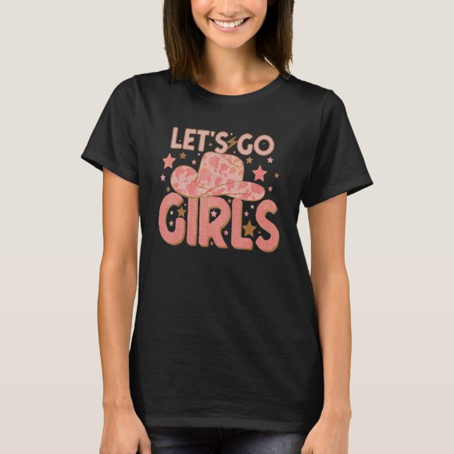 Lasst uns Mädchen Retro Western Cowhide Bride Part T-Shirt (Vorderseite)