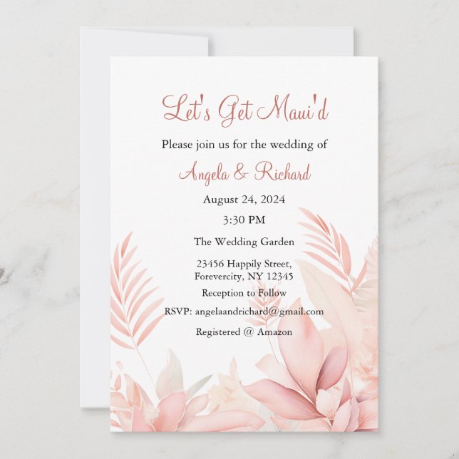 Lasst uns Maui Hochzeit einladen, Brautparty Einladung (Vorderseite)