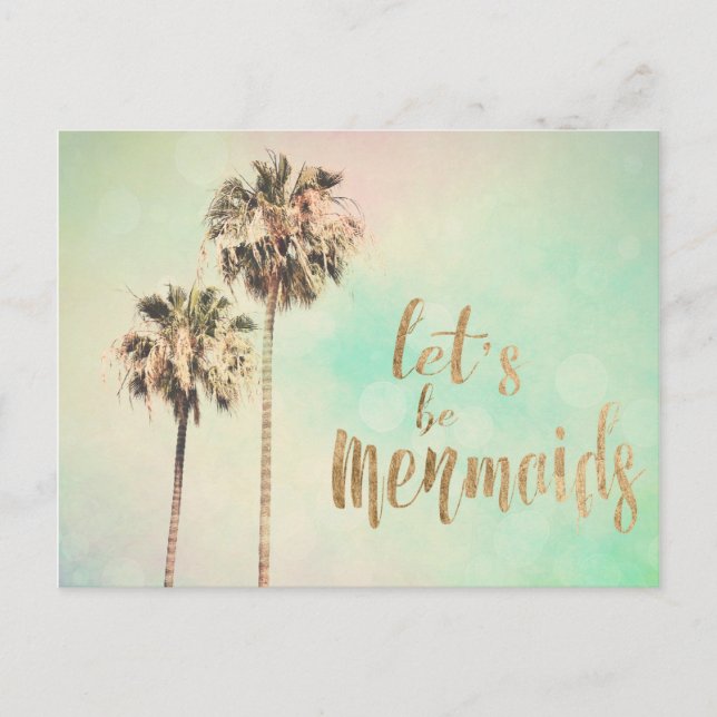 Lasst uns Mermaids mit Ananas sein Postkarte (Vorderseite)