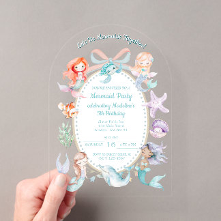Lasst uns Mermaids zusammen Mermaid Party Geburtst Acryleinladungen