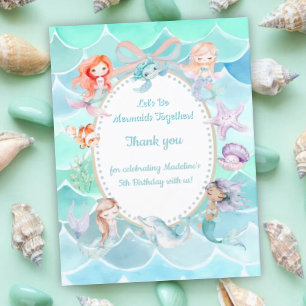 Lasst uns Mermaids zusammen Mermaid Party Geburtst Dankeskarte