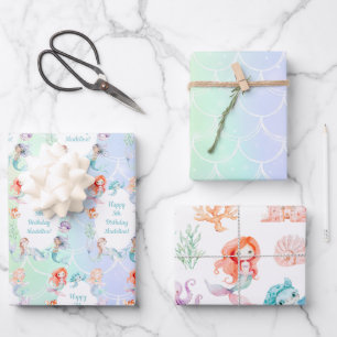 Lasst uns Mermaids zusammen Mermaid Party Geburtst Geschenkpapier Set