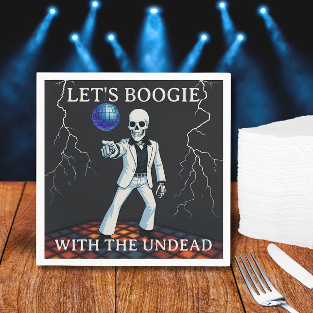 Lasst uns mit dem Untoten Disco-Halloween-Party bo Serviette (Let's Boogie With The Undead Disco Halloween Party Napkins)