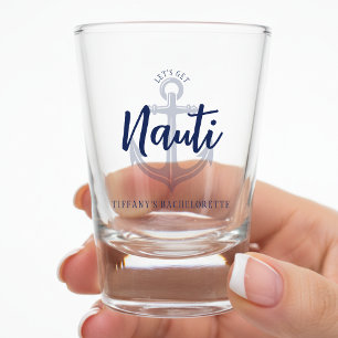 Lasst uns Nauti Anker Blau Junggesellinnenabschied Schnapsglas