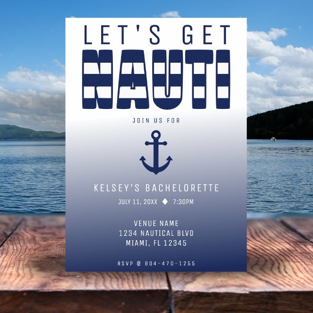 Lasst uns Nauti-Junggeselinnen-Abschied holen Einladung (Let's Get Nauti Bachelorette Party Invitation
)
