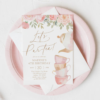 Lasst uns Par-Tee Elegantes Blumentee Party Geburt Einladung