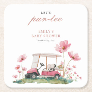 Lasst uns Par-tee Golf-Baby-Party feiern Rechteckiger Pappuntersetzer