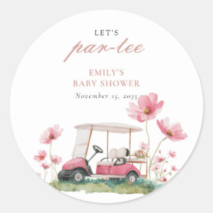 Lasst uns Par-tee Golf-Baby-Party feiern Runder Aufkleber