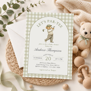 Lasst uns Par-Tee Golf-Junge-Baby-Party feiern Einladung