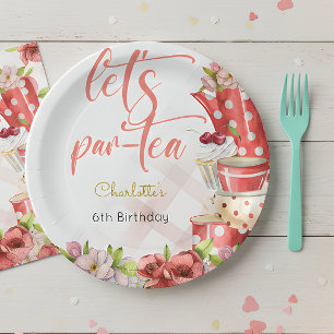 Lasst uns Par-Tee, Teeblume zum Geburtstag machen Pappteller