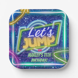 Lasst uns Party Bounce Neon Trampolin Park springe Pappteller
