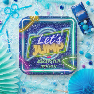 Lasst uns Party Bounce Neon Trampolin Park springe Pappteller
