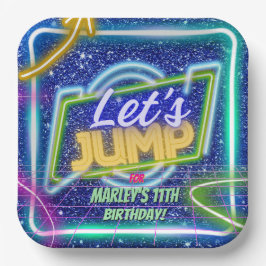 Lasst uns Party Bounce Neon Trampolin Park springe Pappteller