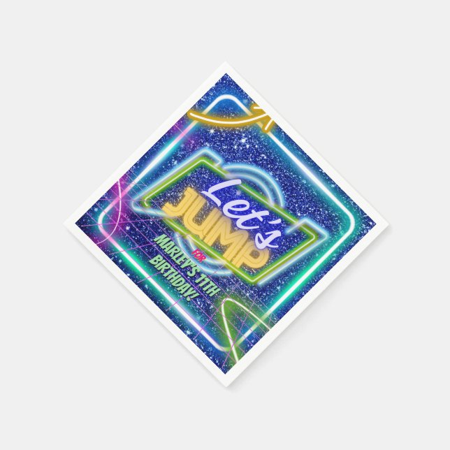 Lasst uns Party Bounce Neon Trampolin Park springe Serviette (Ecke)