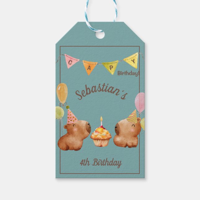 Lasst uns Party Capybara Style Geschenkanhänger (Vorderseite)