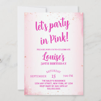 Lasst uns Party Dreißig Funny Pink 30. Geburtstag Einladung