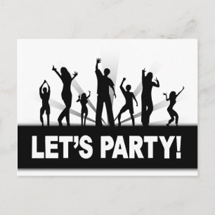 Lasst uns Party Einladungspostkarte