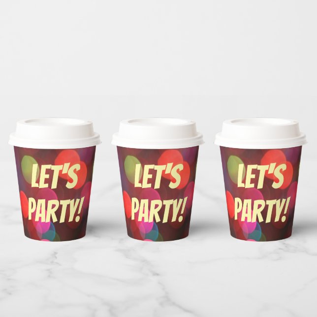 Lasst uns Party farbenfrohe Bokeh-Lichter festlich Pappbecher (Multi)