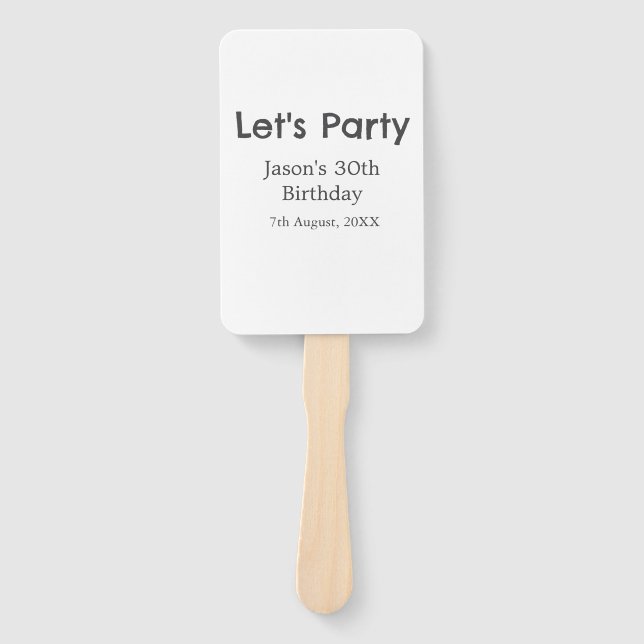 Lasst uns Party glücklich 30. Geburtstag, einfache Fächer (Vorderseite)