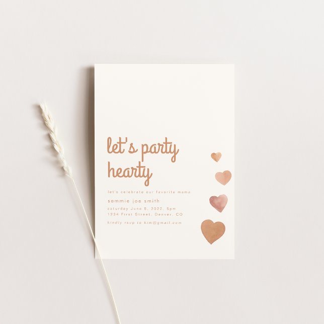 Lasst uns Party Hearty Liebe Heart Baby Shower Einladung (Von Creator hochgeladen)