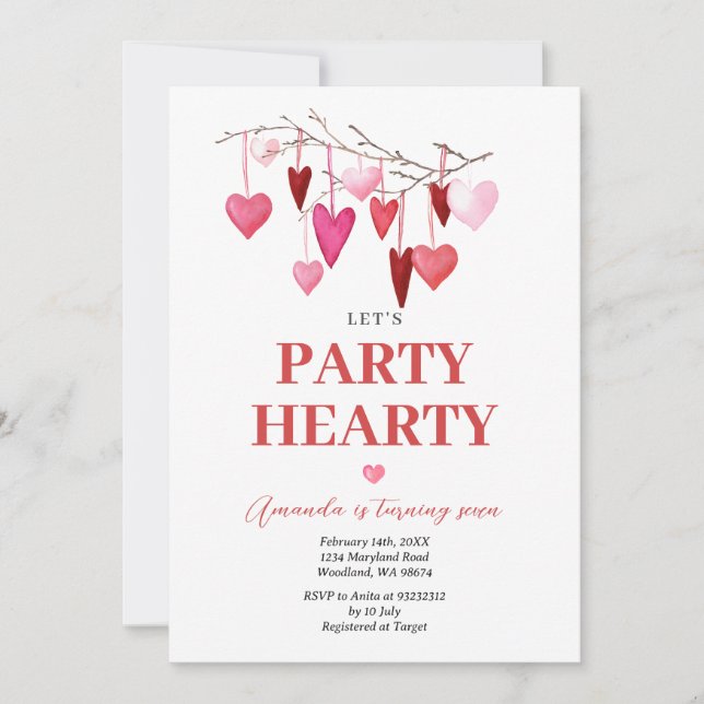 Lasst uns Party Hearty Valentine Balloon Geburtsta Einladung (Vorderseite)