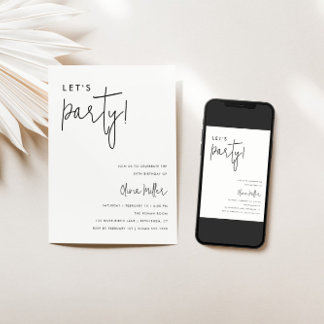 Lasst uns Party Minimalistisch Geburtstag Einladung