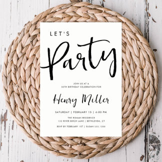 Lasst uns Party Minimalistisch Geburtstagsfeier Einladung