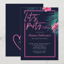Lasst uns Party Online Neon Pink Tropical Geburtst