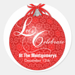 Lasst uns Party, Red Lace Ornament Runder Aufkleber
