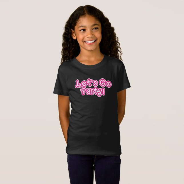 Lasst uns Party Rosa und Weiße Sterne gehen T-Shirt (Vorne ganz)