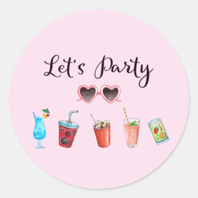 Lasst uns Party Summer Soiree Runder Aufkleber (Vorderseite)