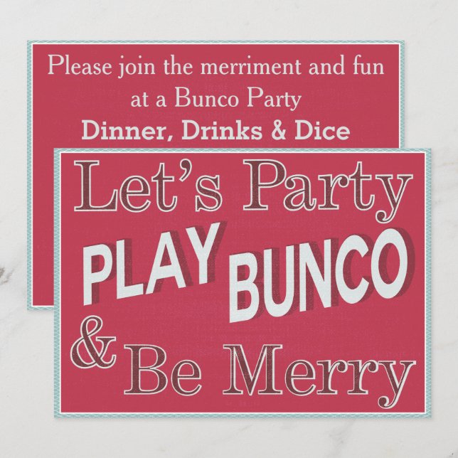 Lasst uns Party und Bunco spielen Einladung (Vorne/Hinten)