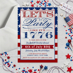 Lasst uns Party wie 1776 machen 4. Juli Party Acryleinladungen